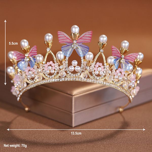 Farfalla romantica Copricapo per capelli da donna Perle sintetiche in cristallo Diademi nuziali Corona nuziale con strass