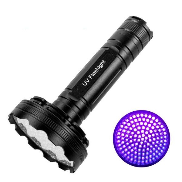 Nuova torcia UV Torcia ultravioletta 128 LED 395nm Torce Blacklight Rilevatore di torce in alluminio di alta qualità per animali domestici secchi Macchie di urina