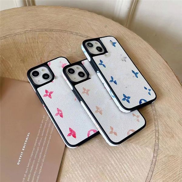 Custodia per telefono antiurto di moda firmata per IPhone 14 Pro Max 14pro 14plus 13promax 13pro 13 12 12Pro Max Flower Letters Cover in pelle pu di lusso per coppie Shell56823