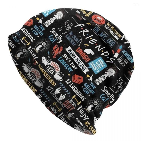 Berretti Friends TV Show Series Bonnet Hats Street Skullies Berretti Cartoon Central Perk For Men Women Knit Hat Warm Head Wrap Caps