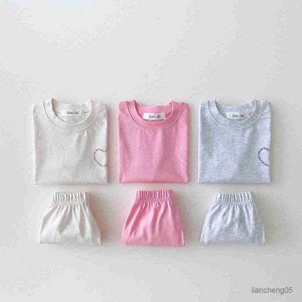 Kleidungssets 2pcs Baby Girls Jungen Outfits Sets Sommer Mode süße einfache Kurzarm Kinder T-Shirts Shorts Shorts Herding Farbkleidung R230824