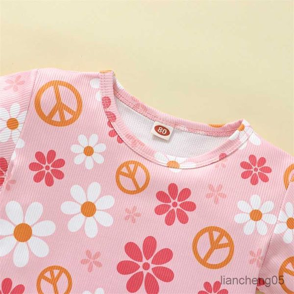 Conjuntos de ropa 2023-03-24 Niñas para niños pequeños 2 PCS Fashion Summer Sets Corta de manga corta O Cuello Floral Tops Drawstring R230805