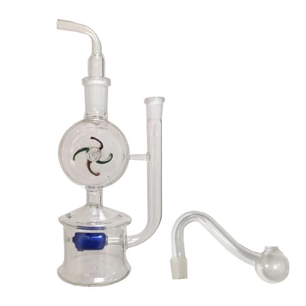 Moinho de vento Vidro Água Queimador de óleo Bubbler Perc Cachimbos de cachimbo de água de mão Filtro de reciclagem de bolhas Pequenos Bubblers