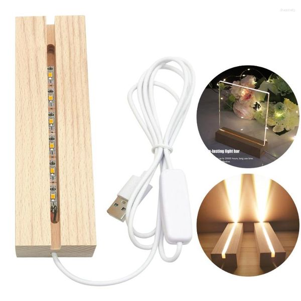 Lampenhalter Kristall Holz LED Lichter Display Basis Stand Lichtplatte Warme Rechteck 3D DIY Nacht für Harz Kunst Dekor