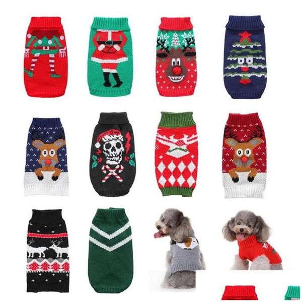 Vestuário para cães Camisola para animais de estimação Roupas para roupas pequenas Casaco para cães de Natal Halloween Jaqueta quente Tricô Traje Drop Delivery Home Dh9Vk