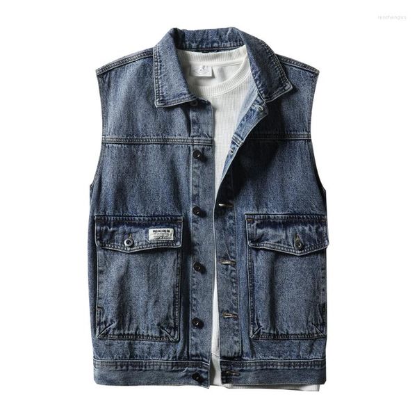 Gilet da uomo 2023 primavera e autunno stile denim moda gilet abbigliamento da lavoro giacca casual abbigliamento taglia grande5XL