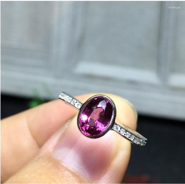 Küme halkaları garnet parmak yüzüğü doğal gerçek 925 sterling gümüş 5 7mm mücevher erkekler veya kadınlar için