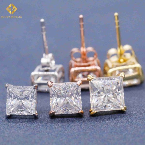 Zuanfa Jewelry Princess Cut Высокая качественная мойссанит Diamond 925 Серебряные серебряные серебряные серебряные серебряные серебряные