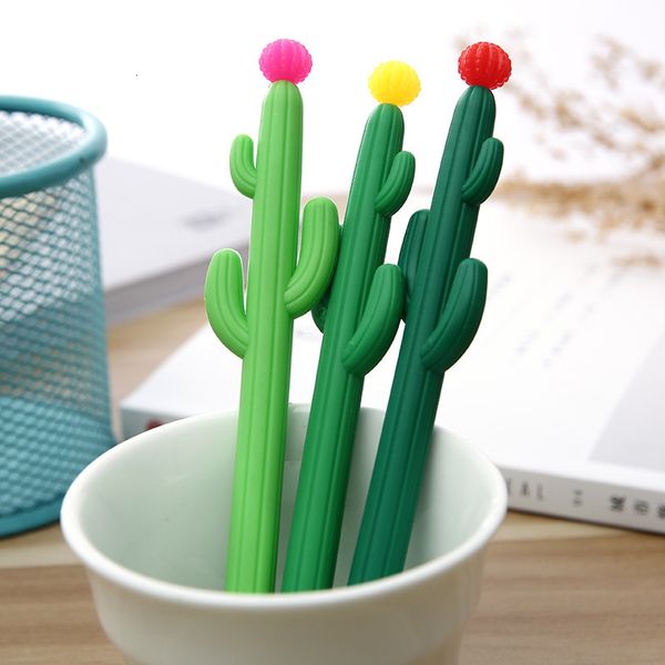 Penne gel 24 pezzi Creative Cactus Penna neutra Pianta Firma nera Penna per ufficio Cancelleria per studenti Materiale scolastico Kawaii Carino stazionario 230804