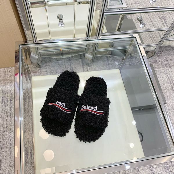 Luxurys Balenciga Herren Schuh Sandale berühmte Designerin Frau Tazz Hausschuhe hochwertige Hauswolle Sandale beliebt Casual Pelz Slide Mode Teddybär flache Slides