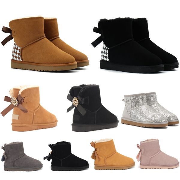 Mini Bow Stivali per bambini australiani Classic Girls Shoes Toddler Children Winter Snow Boot Wggs II Baby Kid Youth uggly Chestnut Black Furry Bailey Warm Gre K7Id #