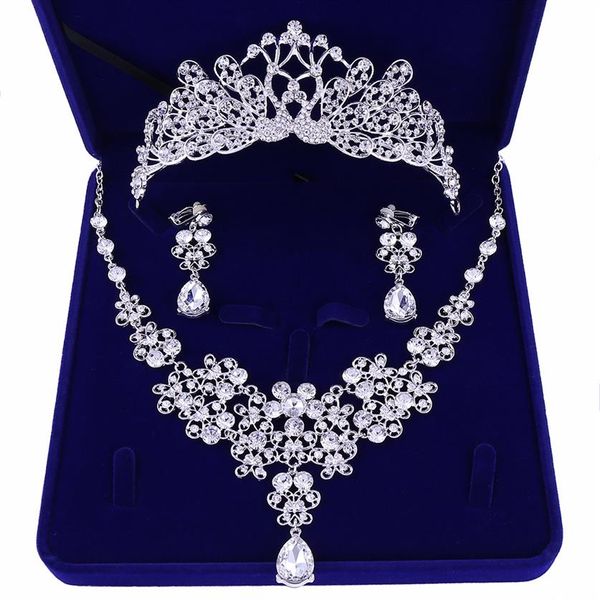 Diadema di lusso con zirconi cubici e orecchini di collana per le donne Set di gioielli da sposa per la sposa Corone di zirconi Gioielli Accessori da sposa294j