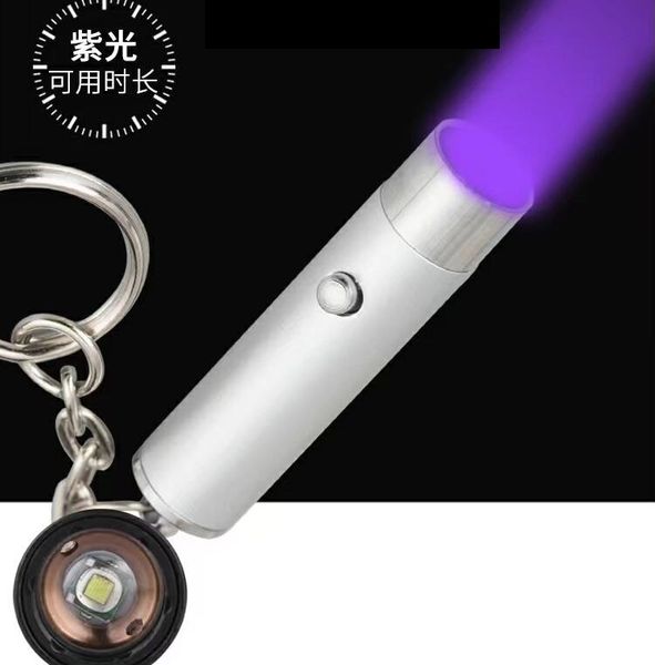 Torcia portachiavi a LED Mini UV Luce 395nm Torcia a luce viola Luminosa Luce di emergenza minuscola Rilevazione di denaro ultravioletta ultravioletta Lampada torcia a LED EDC