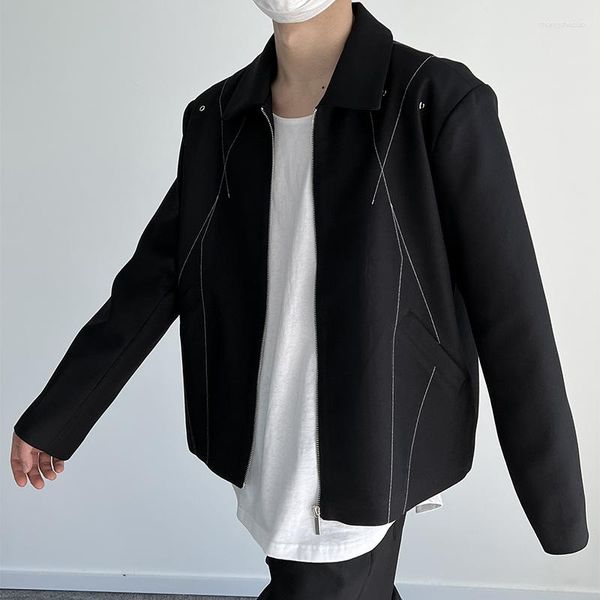 Jaquetas masculinas 2023 primavera e outono estilo coreano jaqueta preta estilosa Y2K casacos masculinos