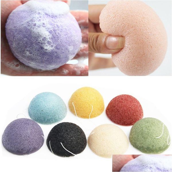 Spazzole da bagno Spugne Scrubber Natural Konjac Soffio cosmetico Carbone di bambù Detergente Spugna Trucco Strumento per la pulizia del viso Smooth Be Dhksx