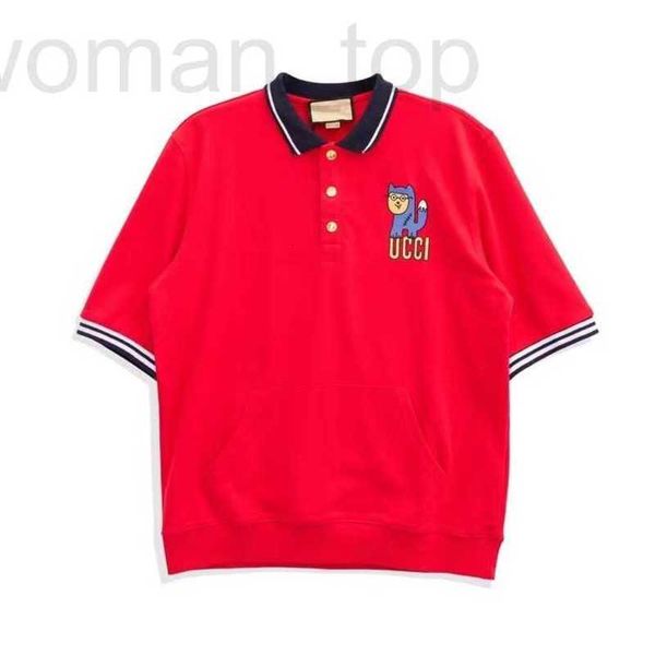 Designerpolo's voor heren De juiste versie van de g-familie katoenen poloshirt met kleine wasbeerpatch Gu korte mouwen G-kleurcontrasterende streep dubbel interlocking 7JOA