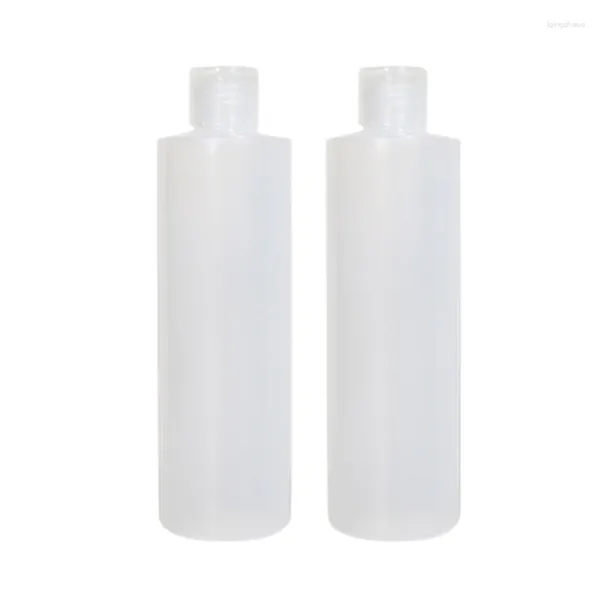 Garrafas de armazenamento 300 ML vazias de plástico branco garrafa de ombro plana loção transparente tampa de parafuso recarregável portátil cosmético recipiente de embalagem