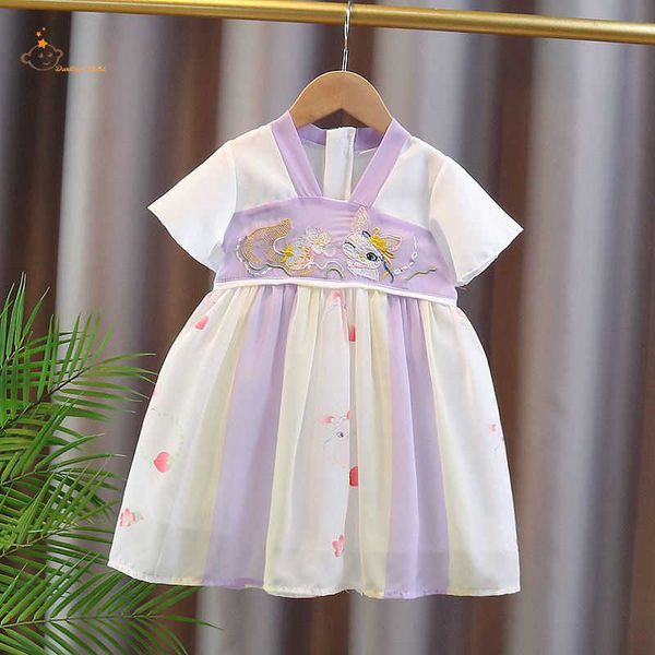 Abiti da ragazza Abito Hanfu cinese Costume da coniglietto per neonate Abito Hanfu antico Bambini Carnevale Fata Cosplay Abito rosa per ragazze 2-5 anni