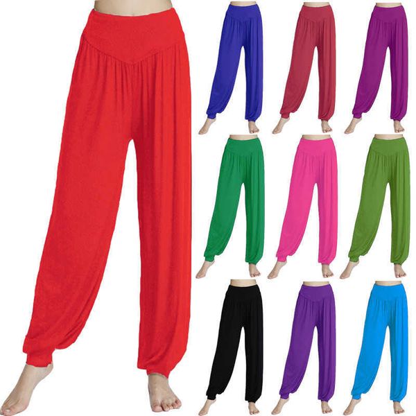 Calças de dança modal feminino pés soltos dançando collant de pernas largas prática de ioga latina calças compridas macias casa N24