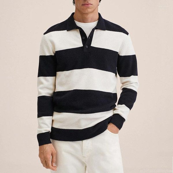 Мужские свитера весна и осенняя мода носить черные белые полосы свободные свитер.