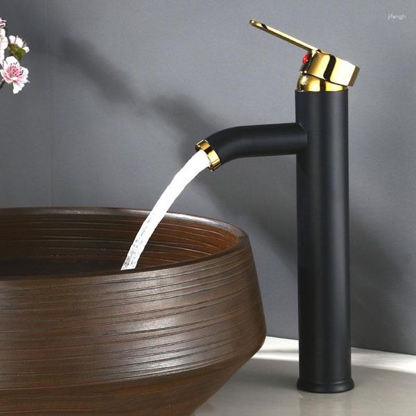 Rubinetti per lavabo da bagno Rubinetto per lavabo Acciaio inossidabile Nero / Cromo Rubinetto montato sul ponte Freddo e miscelatore Acqua WC Bagno