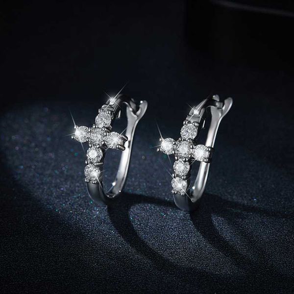 2023 Icy Bling Jóias de Luxo Iced Out Diamante S925 Brinco Cruz Sterling Silver Vermeil Moissanite Brincos Stud