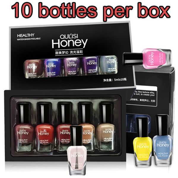 Verniz para unhas 5ml*10 Verniz para unhas engarrafado Conjunto familiar Secagem rápida sem cozimento Descascável e rasgável Tinta para unhas para iniciantes à base de água 230804