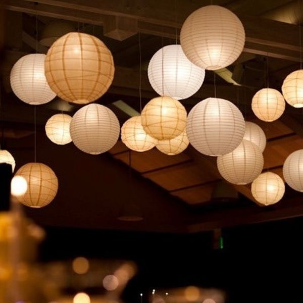 Altre forniture per feste di eventi 30/40/50 / 60 pezzi misti 4-14 '' Lanterne di carta bianca Decorazione di nozze Lanterne giapponesi Appese a sfera cinese Lampion Decorazioni per feste 230804