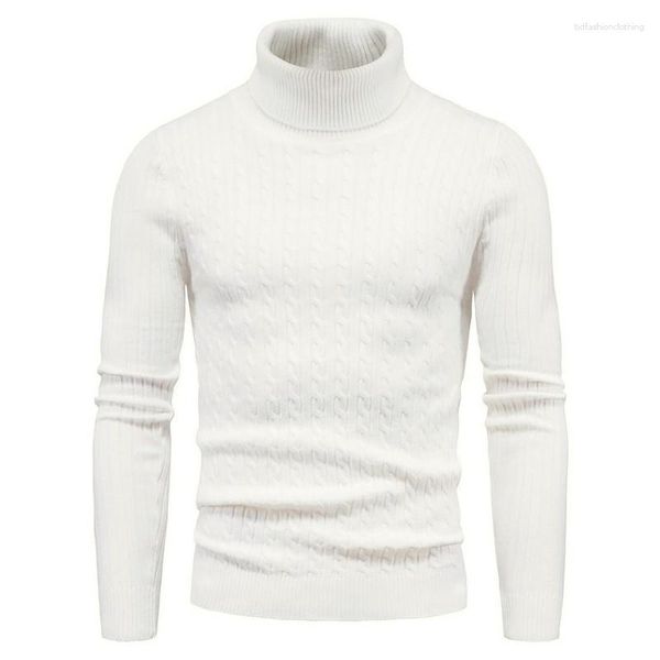 Felpe con cappuccio da uomo Maglioni a collo alto da uomo Pullover leggero lavorato a maglia Top Casual Twisted Solid