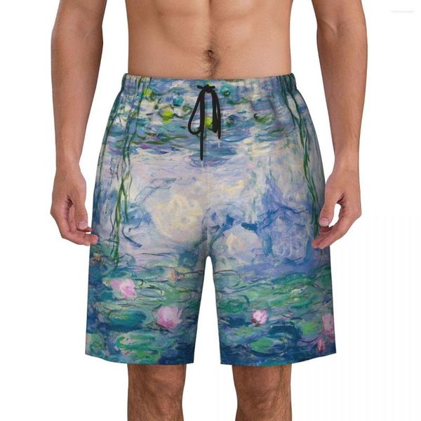 Herren-Shorts, Seerosen, Claude Monet, Fine-Art-Print, Badehose, schnell trocknend, Strandkleidung, Strandbrett, französische Maler-Boardshorts