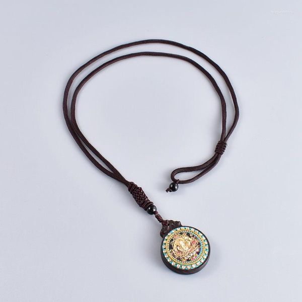 Collane con ciondolo Corda di arrivo con Nepal Legno Buddismo tibetano Collana fortunata Amuleto Gioielli etnici Regalo spirituale