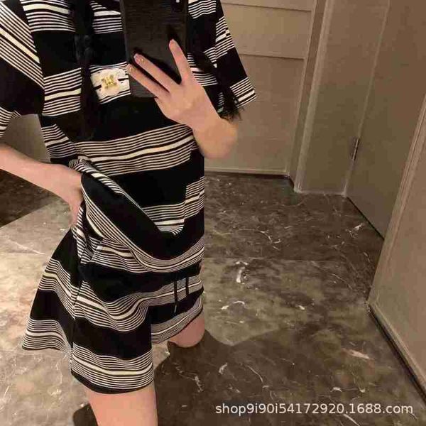 Basic Casual Dresses Designer CE Home 23 Summer New Letter Metal Stripe T-shirt Short Sleeve + Short Leg Set 0KXG