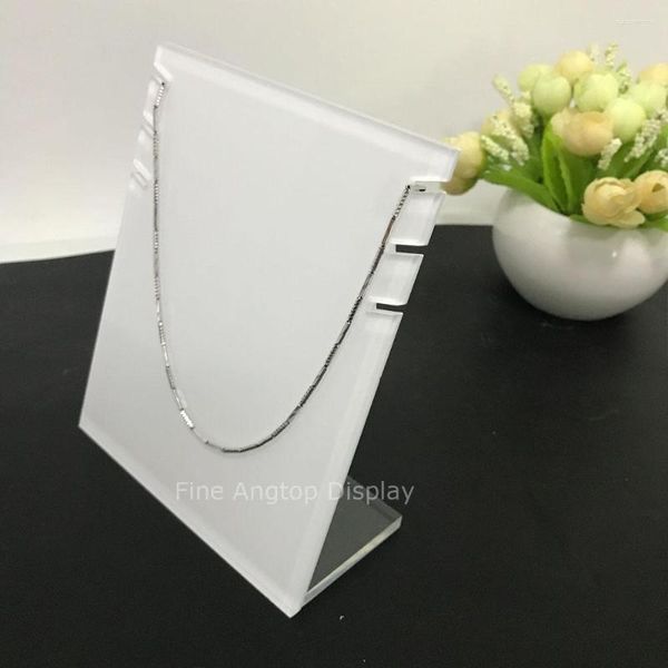 Bolsas para joias em forma de L branco acrílico colar curto expositor estante prateleira 20 cm de altura