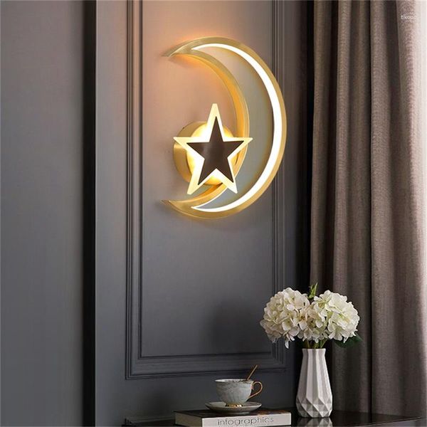 Стеновая лампа Temar Nordic Lights Латунные браки современная креативная луна -звезда светодиода в помещении для дома
