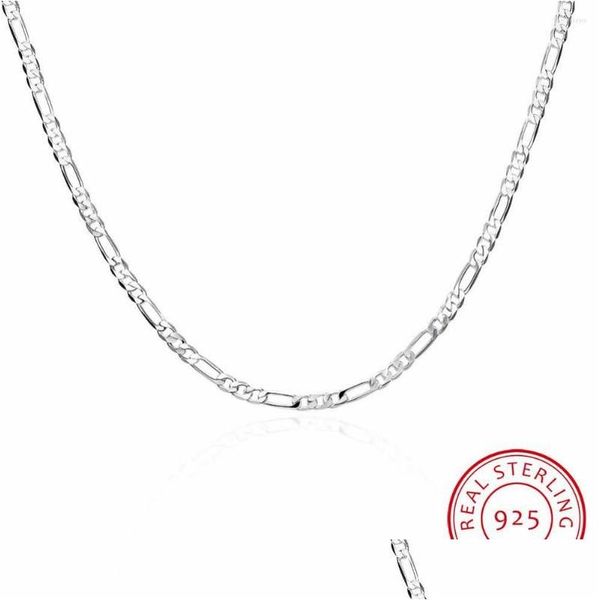 Цепочки для головных уборов 8 размеров доступны реальные 925 стерлинговых 4 -мм 4 -мм фигаро ожерелье для цепи женская мужская детская.