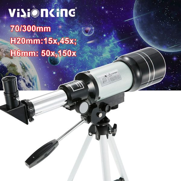 Visionking 70300 telescópio astronômico refrator 150x skywatcher espaço céu lua observação monocular astronomia escopo com equipamento de acampamento trpod