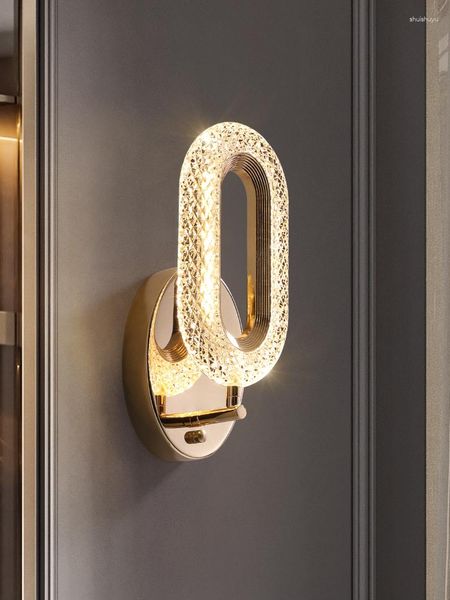 Wandleuchte Flur LED-Ringlicht Arandela Diamantform Acrylschirm Wandleuchte Luxus Nachttisch Schlafzimmer Gang Wandlampe