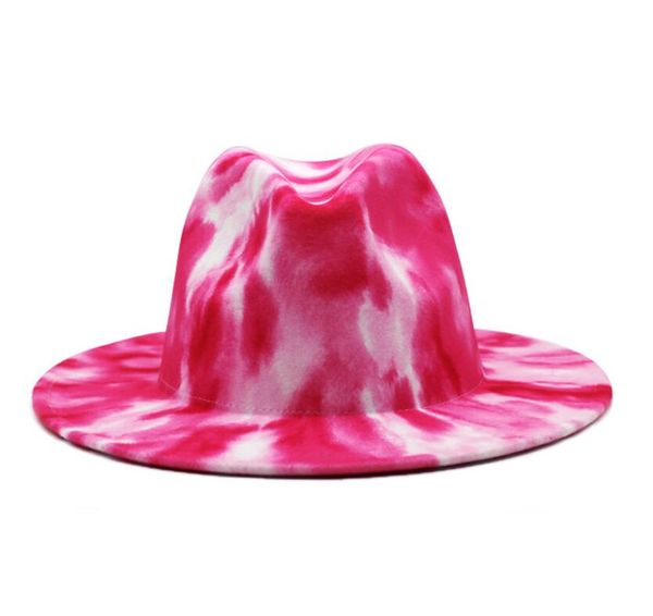 Chapéus Stingy Brim Tie Dye Feltro Fedora Chapéus Masculino Mulheres Chapéu Feminino Masculino Fedoras Bk Mulher Homem Boné Jazz Fêmea Masculino Bonés Outono Inverno Dheaj