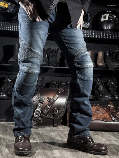 Мужские джинсы 2023 Модные мужские мужские блюда Bkiker Motocycle Denim брюки мужское растяжение оригинальные брюки в бездорожье защита