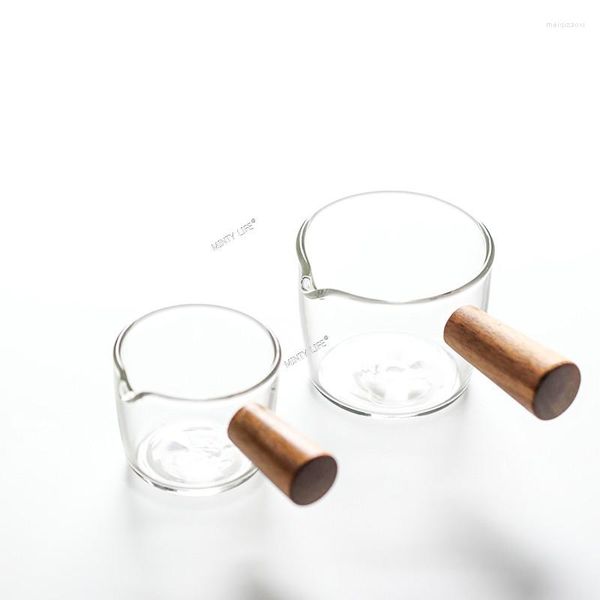 Taças de vinho mini pirex xícara de café expresso cabo de madeira pequena rede de leite vermelho café