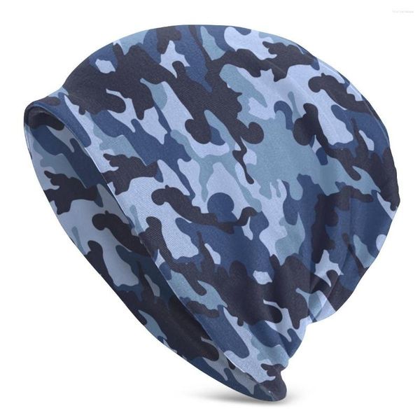 Berretti Cappello mimetico mimetico blu navy Cool Autunno Inverno Street Skullies Berretti Berretto Unisex Uomo Donna Donna Caldo multifunzione lavorato a maglia