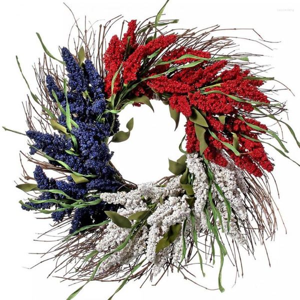 Flores decorativas de uso prolongado, coroa de flores decorativas para o Dia da Memória de 4 de julho, artesanato fino, acessório de festa feito à mão