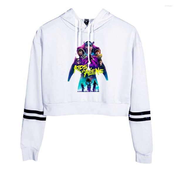 Herren-Kapuzenpullover Kinder vs. Aliens 2D Print Nabelschnur Kapuzenpullover Damen Sexy K-Pops Harajuku