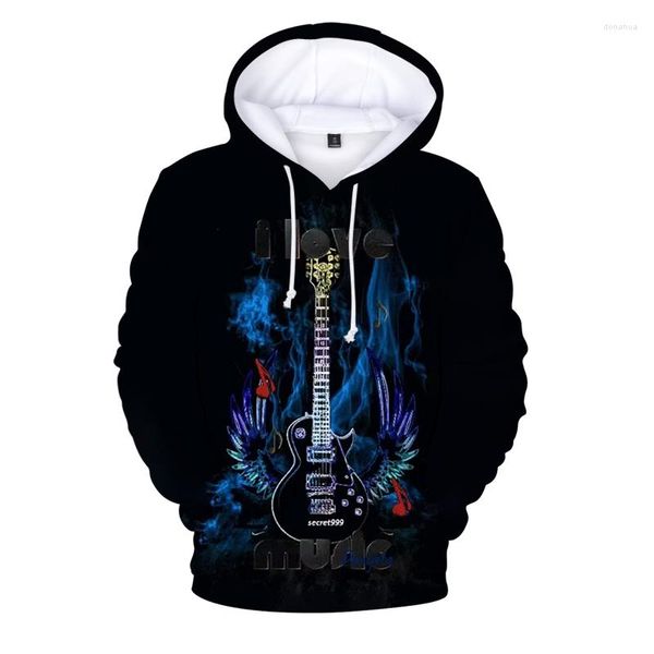 Moletom Masculino Guitarra Impressão 3D Banda Guitarrista Hip Hop Streetwear Harajuku Y2k Moletom Masculino Roupas Góticas Music Note Lover Moletom Com Capuz