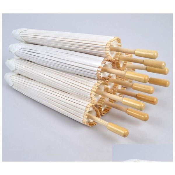 Fans Ombrelloni Sposa Ombrello di carta bianca Manico in legno Artigianato cinese giapponese 60 cm di diametro Ombrelli Drop Delivery Party Events Acc Dhi7U