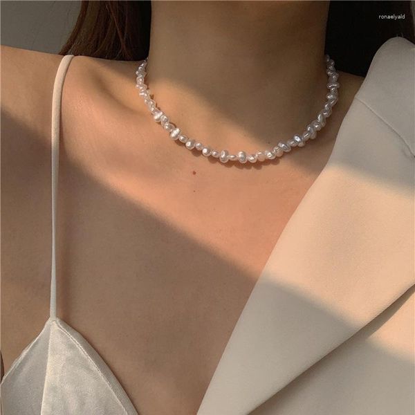 Choker ALLME Chic Unregelmäßige Kunstperle Für Frauen Mädchen Großhandel Strang Perlen Halskette Aussage Hochzeit Schmuck