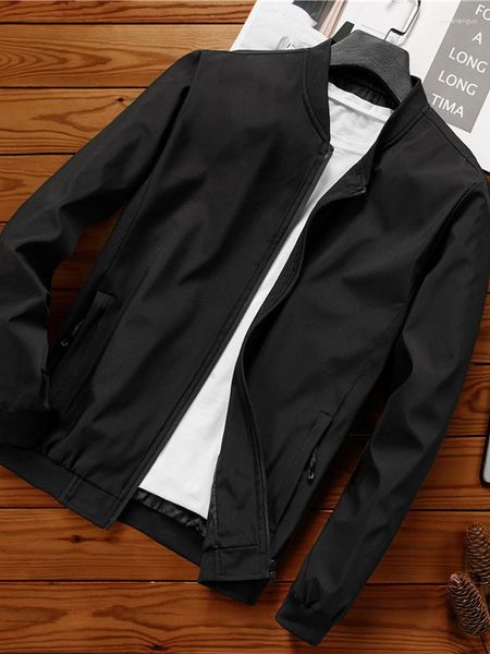 Jaquetas masculinas sólidas de uniforme de beisebol jaqueta 2023 outono coreano manga longa casaco fino ajuste sem gola roupas casuais para jovens