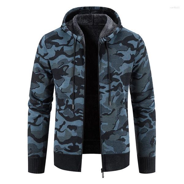 Herrenjacken Koreanische Version Trendige Strickjacke Pullover Jacke Hoodie Camouflage Slim Fitting Kapuze 2023 Stil