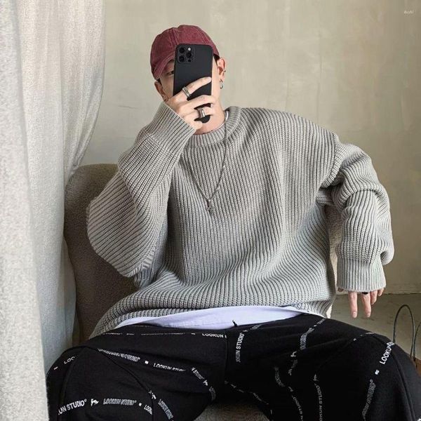 Мужские капюшоны 2023 Осенний светлый роскошный модный круговой свитер мужской корейский и толстый вязаный бутик.