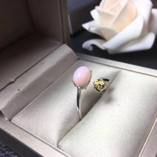 Кластерные кольца подарок настоящий натуральный и розовый опал кольцо 925 Серебряное серебро